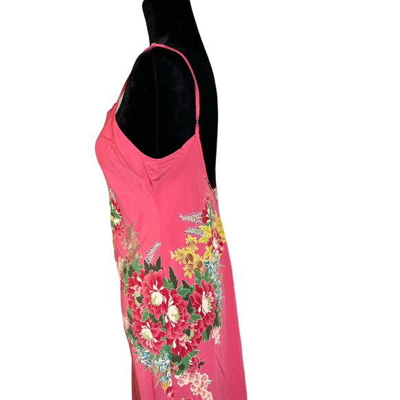 Natori Barbie Pink Floral Open Low Back Silky Maxi Slip Dress Nightgown Size XS - Picture 5 of 7